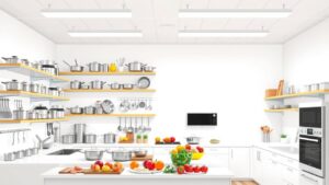 Een goed georganiseerde keukenshowroom met een breed scala aan ontwerpen.