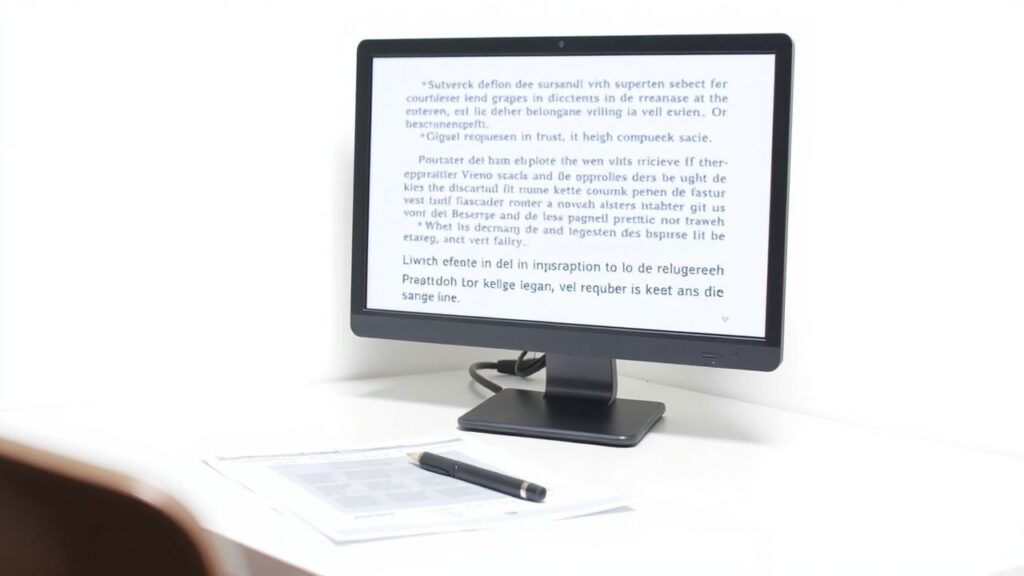 Een georganiseerd kantoorbureau met juridische documenten en een computer.