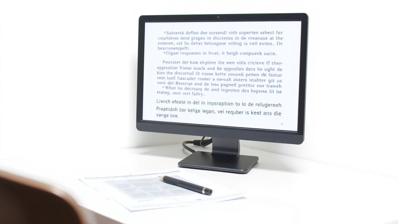 Een georganiseerd kantoorbureau met juridische documenten en een computer.